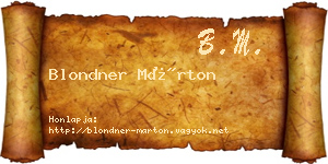Blondner Márton névjegykártya